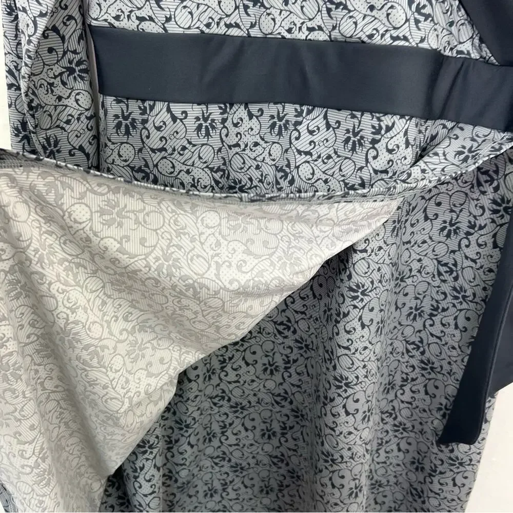Athleta Wellington Gray Floral Faux Wrap Yoga Dress Size Medium